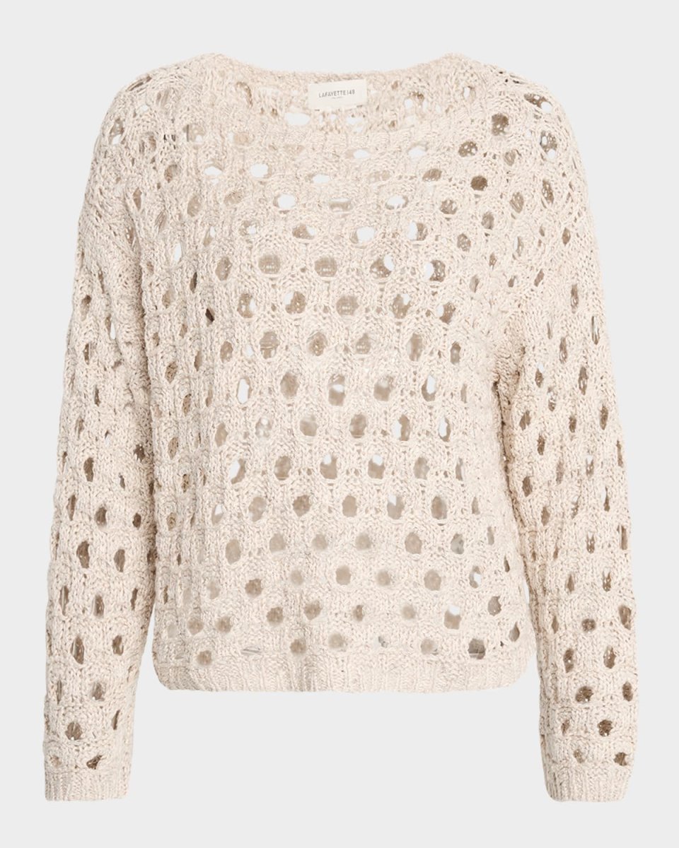 Bateau-Neck Open Knit Sweat